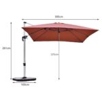 Costway Ombrellone quadrato con base incrociata con palo in alluminio, Ombrellone con inclinazione regolabile Arancione - immagine 6