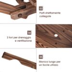 Costway Vaso da fiori in legno con 4 ruote, Fioriera a forma di carro con maniglia e foro di drenaggio - immagine 9