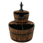 Costway Fontana in legno di abete con 2 livelli e pompa, Flusso dell'acqua regolabile per decorazione