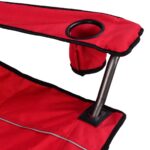 Costway Sedia da campeggio pieghevole con parasole, supporto reclinabile 120kg, Sedia da spiaggia portatile con portabicchieri, rosso - immagine 11