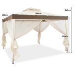 Costway Gazebo a doppio tetto con zanzariera 3x3M da esterno e campeggio Beige - immagine 9