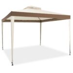 Costway Gazebo a doppio tetto con zanzariera 3x3M da esterno e campeggio Beige - immagine 10