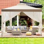 Costway Gazebo a doppio tetto con zanzariera 3x3M da esterno e campeggio Beige - immagine 3