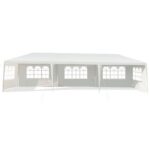 Costway Gazebo impermeabile 3x9m con 5 pannelli laterali rimovibili, Tenda per matrimonio eventi in spiaggia barbecue Bianco - immagine 4