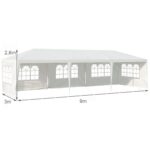 Costway Gazebo impermeabile 3x9m con 5 pannelli laterali rimovibili, Tenda per matrimonio eventi in spiaggia barbecue Bianco - immagine 9