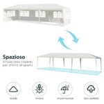 Costway Gazebo impermeabile 3x9m con 5 pannelli laterali rimovibili, Tenda per matrimonio eventi in spiaggia barbecue Bianco - immagine 6