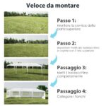 Costway Gazebo impermeabile 3x9m con 5 pannelli laterali rimovibili, Tenda per matrimonio eventi in spiaggia barbecue Bianco - immagine 8