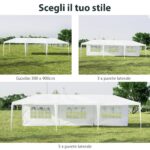 Costway Gazebo impermeabile 3x9m con 5 pannelli laterali rimovibili, Tenda per matrimonio eventi in spiaggia barbecue Bianco - immagine 7
