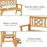 Costway Panchina pieghevole in legno di acacia con schienale curvo e braccioli, Panchina per 2 persone da esterno - immagine 7
