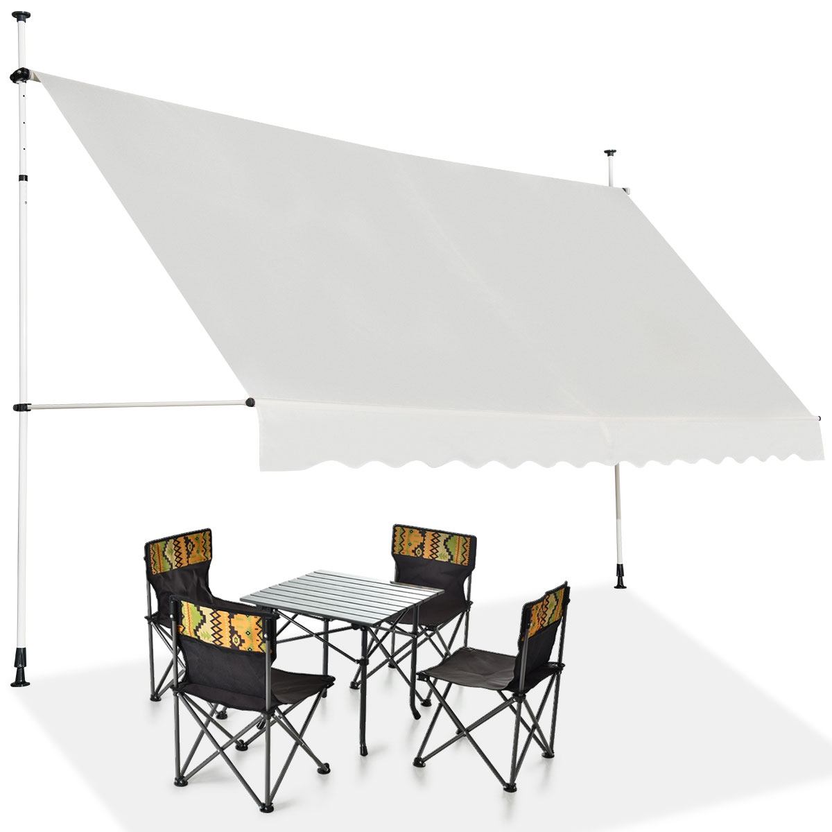 op70315be-_2_.jpg Costway Tenda da sole telescopica e retrattile, Tenda parasole resistente ai raggi UV impermeabile 395 x 120 cm Beige - immagine 1