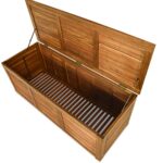 Costway Scatola in legno di acacia per cortile e giardino, Contenitore da esterno per attrezzi da giardinaggio Naturale - immagine 5