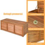 Costway Scatola in legno di acacia per cortile e giardino, Contenitore da esterno per attrezzi da giardinaggio Naturale - immagine 7