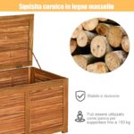 Costway Scatola in legno di acacia per cortile e giardino, Contenitore da esterno per attrezzi da giardinaggio Naturale - immagine 8