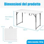 Costway Tavolo pieghevole multiuso con 3 altezze regolabili, Tavolo multiuso design con chiusura - immagine 7