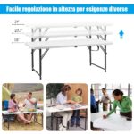 Costway Tavolo pieghevole multiuso con 3 altezze regolabili, Tavolo multiuso design con chiusura - immagine 10
