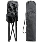 Costway Sedia pieghevole da campeggio, Sedia rotonda con cuscino porta bicchiere e borsa di trasporto, Grigio - immagine 9