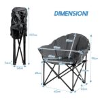 Costway Sedia pieghevole da campeggio, Sedia rotonda con cuscino porta bicchiere e borsa di trasporto, Grigio - immagine 6