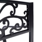 Costway Panca elegante da giardino con schienale per esterno, Panchina in ghisa con braccioli 126x60x85cm Nero - immagine 7