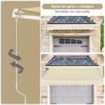 Costway Tenda da sole retrattile 3 x 2,5m, Tenda in alluminio con manovella e poliestere impermeabile, Beige - immagine 6