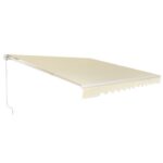 Costway Tenda da sole retrattile 3 x 2,5m, Tenda in alluminio con manovella e poliestere impermeabile, Beige