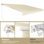 Costway Tenda da sole retrattile 3 x 2,5m, Tenda in alluminio con manovella e poliestere impermeabile, Beige - immagine 8