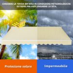 Costway Tenda da sole retrattile 3 x 2,5m, Tenda in alluminio con manovella e poliestere impermeabile, Beige - immagine 7
