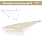 Costway Tenda da sole retrattile 3 x 2,5m, Tenda in alluminio con manovella e poliestere impermeabile, Beige - immagine 10