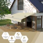 Costway Tenda da sole retrattile 3 x 2,5m, Tenda in alluminio con manovella e poliestere impermeabile, Beige - immagine 5