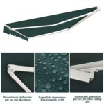Costway Tenda da sole retrattile 3 x 2,5m, Tenda in alluminio con manovella e poliestere impermeabile Verde - immagine 10