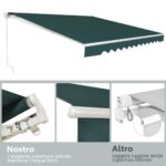 Costway Tenda da sole retrattile 3 x 2,5m, Tenda in alluminio con manovella e poliestere impermeabile Verde - immagine 9