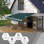 Costway Tenda da sole retrattile 3 x 2,5m, Tenda in alluminio con manovella e poliestere impermeabile Verde - immagine 5