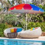 Costway Ombrellone 2,43m da spiaggia con protezione solare UPF50+ inclinato, Ombrellone portatile da esterno Colorato - immagine 2