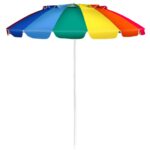 Costway Ombrellone 2,43m da spiaggia con protezione solare UPF50+ inclinato, Ombrellone portatile da esterno Colorato
