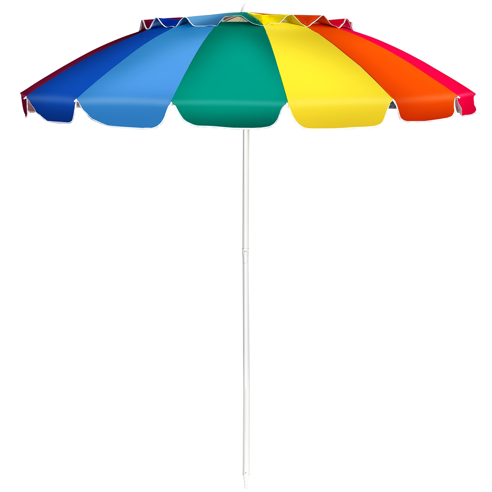 op70716cs_4_.jpg Costway Ombrellone 2,43m da spiaggia con protezione solare UPF50+ inclinato, Ombrellone portatile da esterno Colorato - immagine 1