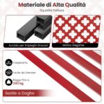 Costway Panchina da giardino per 2 persone con schienale traforato e seduta a doghe, Sedia in metallo lunga 127cm Rosso - immagine 8
