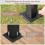 Costway Pergola piatta da 305x305cm con tetto retrattile, Gazebo grill da esterno con 2 coperture parasole a rullo Beige - immagine 8