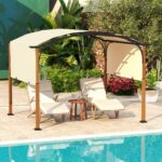 Pergola Costway 300 × 360 cm con telo retrattile beige - immagine 3