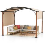 Pergola Costway 300 × 360 cm con telo retrattile beige - immagine 4