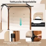 Pergola Costway 300 × 360 cm con telo retrattile beige - immagine 7