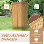 Costway Ripostiglio da giardino in legno di abete con tetto in asfalto e 3 ripiani, Organizer per attrezzi da esterno per giardino Naturale - immagine 7