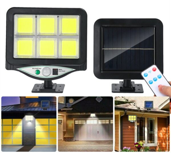 Faro solare 128 LED COB con sensore di movimento e telecomando
