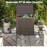 Costway Contenitore per terrazza da 25 galloni con coperchio bloccabile e tessitura in vimini, Scatola di stoccaggio da esterno Marrone - immagine 8