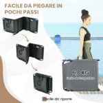 Costway Sedia pieghevole con foro per il viso cuscini rimovibili schienale regolabile in 5 livelli, Sedia a sdraio Grigio - immagine 10