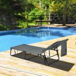 Costway Sedia pieghevole con foro per il viso cuscini rimovibili schienale regolabile in 5 livelli, Sedia a sdraio Grigio - immagine 2