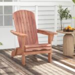 Costway Sedia pieghevole con schienale alto ampi braccioli carico di 180kg, Sedia adirondack da soggiorno in legno Marrone - immagine 2