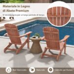 Costway Sedia pieghevole con schienale alto ampi braccioli carico di 180kg, Sedia adirondack da soggiorno in legno Marrone - immagine 6