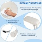 Costway Sedile da barca portatile con seduta imbottita comodi braccioli piedini antiscivolo, Sedia da spiaggia in alluminio Bianco - immagine 10