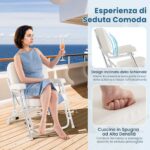 Costway Sedile da barca portatile con seduta imbottita comodi braccioli piedini antiscivolo, Sedia da spiaggia in alluminio Bianco - immagine 7