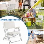 Costway Sedile da barca portatile con seduta imbottita comodi braccioli piedini antiscivolo, Sedia da spiaggia in alluminio Bianco - immagine 9