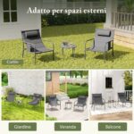 Costway Set da bistrot per esterni 3 pezzi con sedile traspirante, Set da sedia e tavolino in metallo Grigio scuro - immagine 10